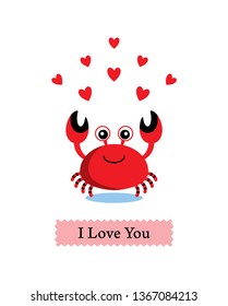 cute crab valentine greeting card