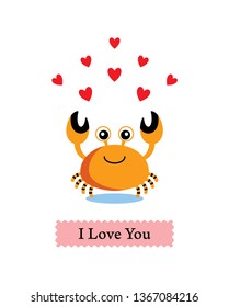 cute crab valentine greeting card
