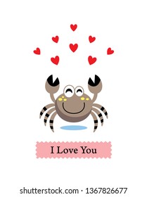cute crab valentine greeting card