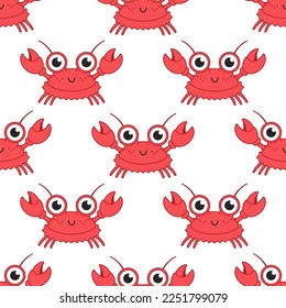 Cute crab vector cartoon seamless pattern.