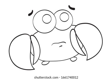 Cute crab vector illustration.  Black and white illustration for coloring book.