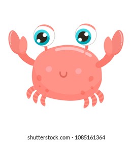 Cute crab vector illustration. Flat design