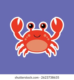 Cute Crab Vector Illustration – Fun Hand Drawn Cartoon Sea Animal for Kids and Ocean Themes