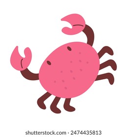 Cute crab. Vector illustration of a red crab. Sea animal. Children's illustration in cartoon style. Underwater life.