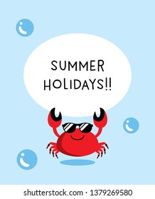 cute crabby crab summer holiday vector