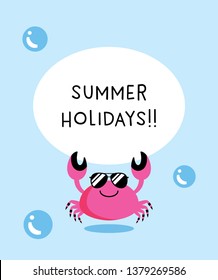 cute crabby crab summer holiday vector