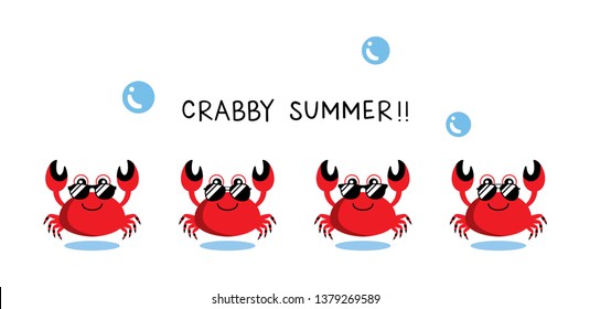 cute crabby crab summer holiday vector