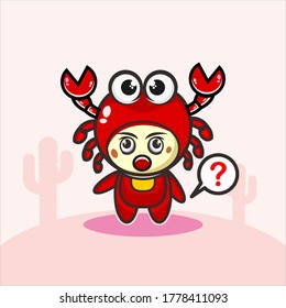 Cute crabs costume character vector illustration