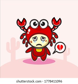 Cute crabs costume character vector illustration