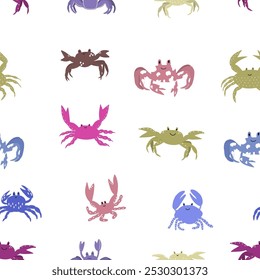 cute crabs seamless pattern. Design of children's products, wrapping paper, children's wallpaper. Vector illustration.