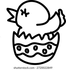Ilustração de linha de caractere de ovo rachado bonito