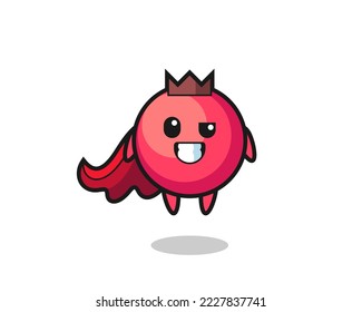the cute cranberry character as a flying superhero , cute style design for t shirt, sticker, logo element
