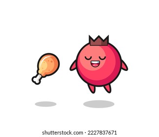 cute cranberry floating and tempted because of fried chicken , cute style design for t shirt, sticker, logo element