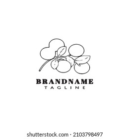 cute cranberry logo cartoon icon design template black modern isolated vector illustration
