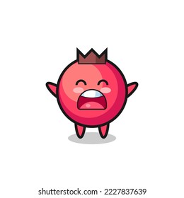 cute cranberry mascot with a yawn expression , cute style design for t shirt, sticker, logo element