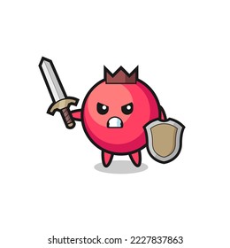 cute cranberry soldier fighting with sword and shield , cute style design for t shirt, sticker, logo element