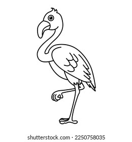 Cute crane bird cartoon characters vector illustration. For kids coloring book.