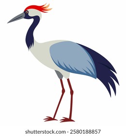 Cute crane bird cartoon . Suitable for educational posters, logos, children's books and encyclopedias. Children's picture. Vector illustration