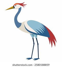 Cute crane bird cartoon . Suitable for educational posters, logos, children's books and encyclopedias. Children's picture. Vector illustration