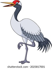 Cute Crane-Vogelkarikatur, Vektorgrafik