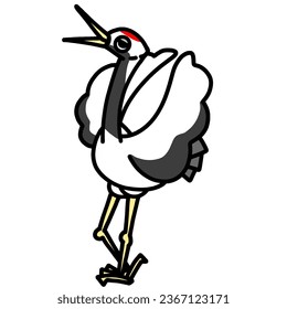 cute crane cartoon drawing transparent background vector illustration