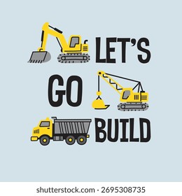 Cute Crane Truck Vector Print 