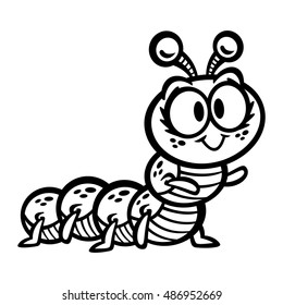 Cute Crawling Caterpillar Bug Cartoon Vector: เวกเตอร์สต็อก (ปลอดค่า