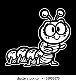 Cute Crawling Caterpillar Bug cartoon vector
