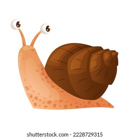 Cute Crawling Snail Shelled Gastropod with Antenna as Home Pet Animal Vector Illustration