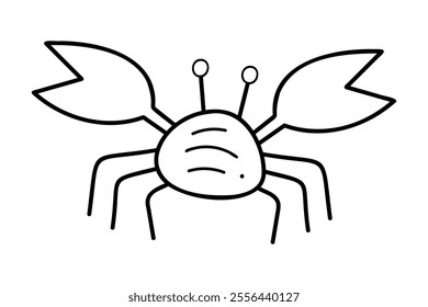 A cute crayfish in white and black. Doodle clip art for your projects.