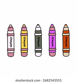 Vector lindo del arte del crayón con diversos colores para los temas y la educación de la educación de los niños