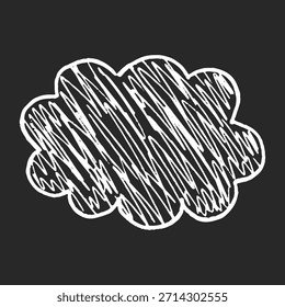 Cute crayon dialog balloon with hand drawn chalk lines. Text box chalkboard background highlights the speech bubble shape. Pencil doodles give a playful touch.