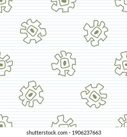 Cute crayon robot scribble kid doodle background. Hand drawn earthy whimsical motif seamless pattern. Naive mechanical character cartoon for minimal baby nursery decor. Neutral scandi style unisex.