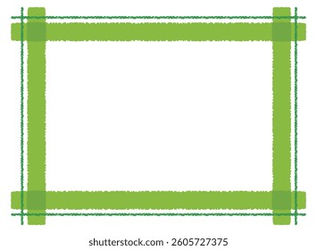Cute crayon-style yellow-green cross line frame