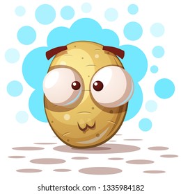 Cute crazy potato - cartoon illustration. Vector eps 10