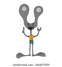 Cute crazy rabbit. Cartoon vector illustration.