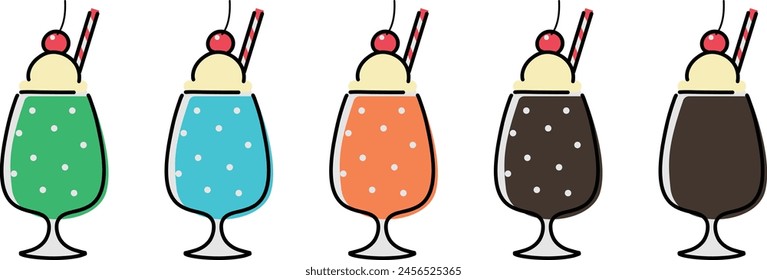 Cute cream soda illustration set