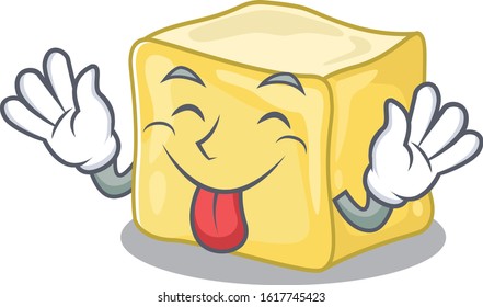 Cute creamy butter cartoon mascot style with Tongue out