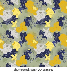 Cute creative abstract pattern with wave shapes and wave lines