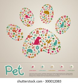 Cute creative animal and pet shop infographic icon brochure banner badge background template layout design for shopping advertisement or website usage, create by vector  