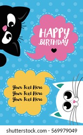 Cute creative cards templates with Happy birthday theme design. Hand Drawn card for birthday, anniversary, party invitations, scrapbooking. Vector illustration