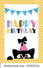 Cute creative cards templates with Happy birthday theme design. Hand Drawn card for birthday, anniversary, party invitations, scrapbooking. Vector illustration