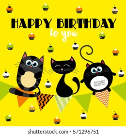 Cute creative cards templates with Happy birthday theme design. Hand Drawn card for birthday, anniversary, party invitations, scrapbooking. Vector illustration