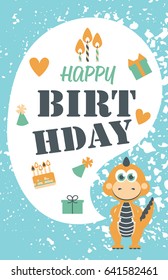 Cute creative cards templates with Happy birthday theme design. Hand Drawn card for birthday, anniversary, party invitations, scrapbooking. Vector illustration