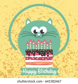 Cute creative cards templates with Happy birthday theme design. Hand Drawn card for birthday, anniversary, party invitations, scrapbooking. Vector illustration