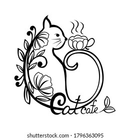 Cute & Creative Cat Cafe Logo