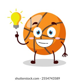 cute creative expression of basket ball cartoon character with shiny lamp