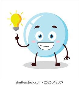 Cute creative expression of bubble with shiny lamp cartoon character