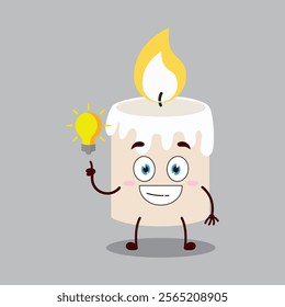 cute creative expression of candle cartoon character with shiny lamp
