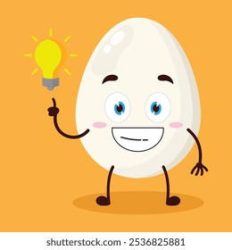 Linda expresión creativa de huevo de pollo con brillante personaje de dibujos animados de lámpara